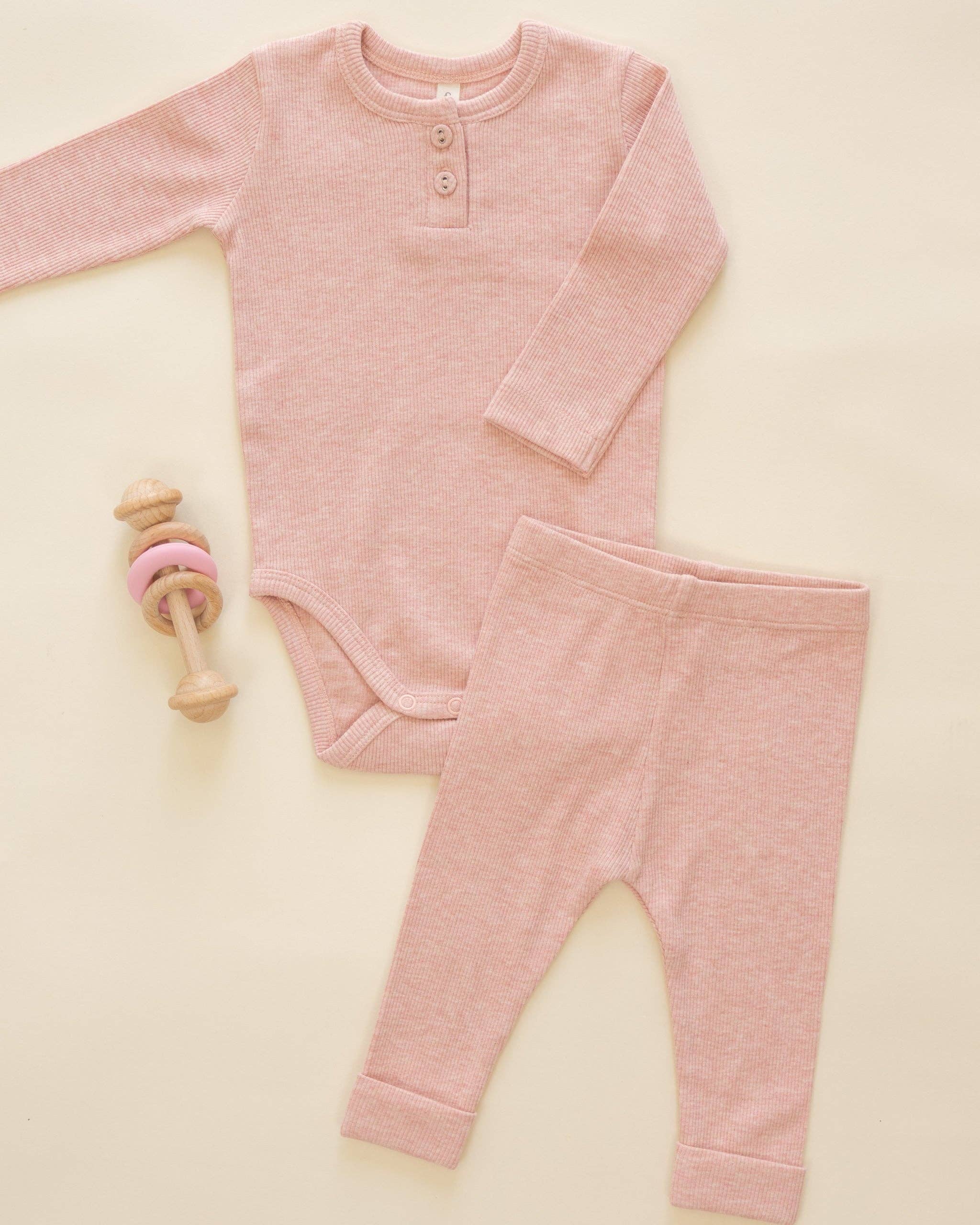 QUINCY MAE Rose Ribbed Long Sleeve Set