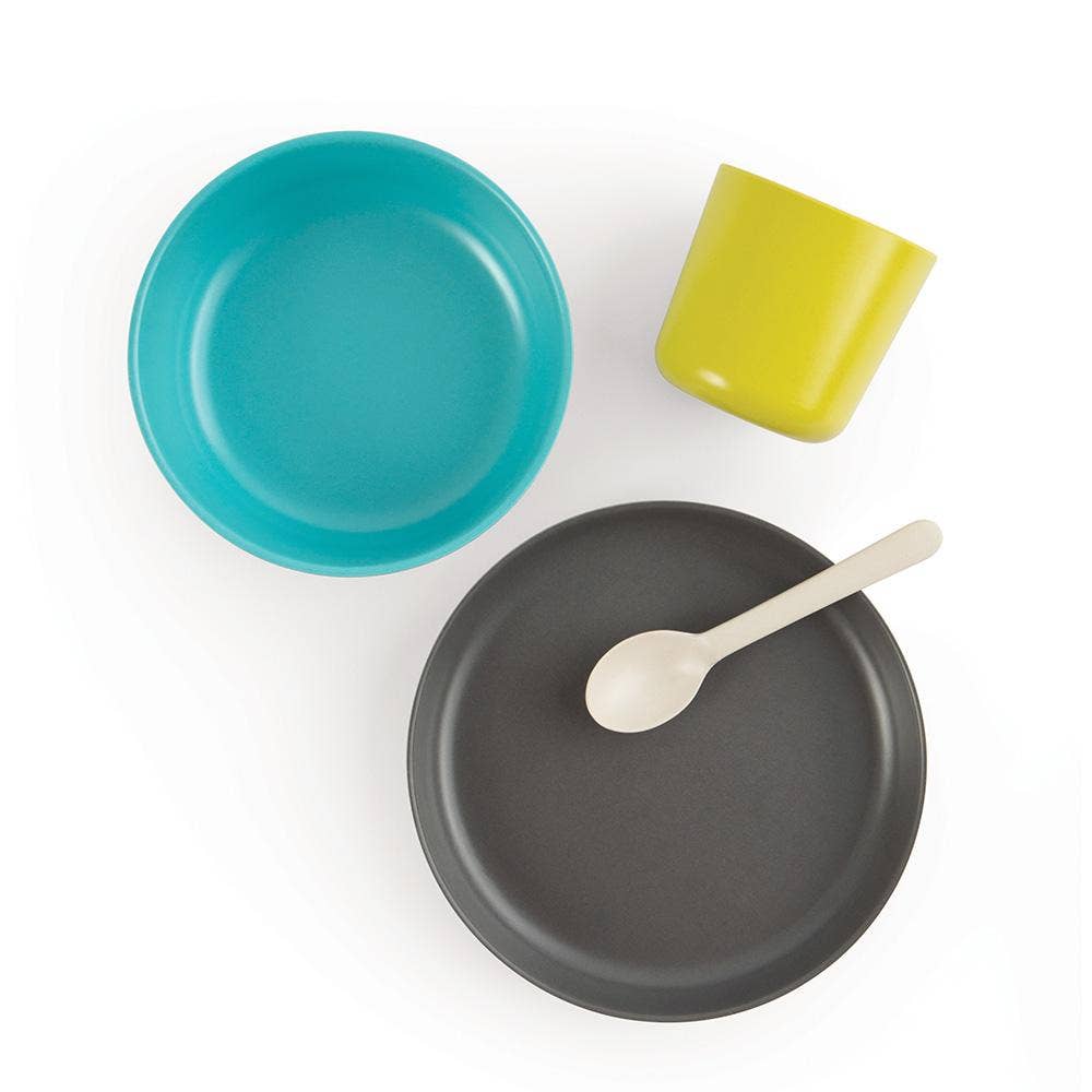 EKOBO - Bamboo Kids Meal Set  - Lagoon, Lime, Smoke
