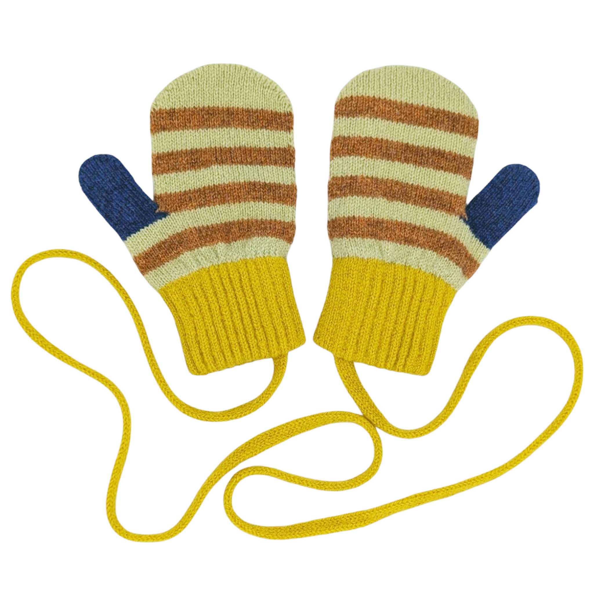 Toddler Lambswool Mittens - Mint Stripe