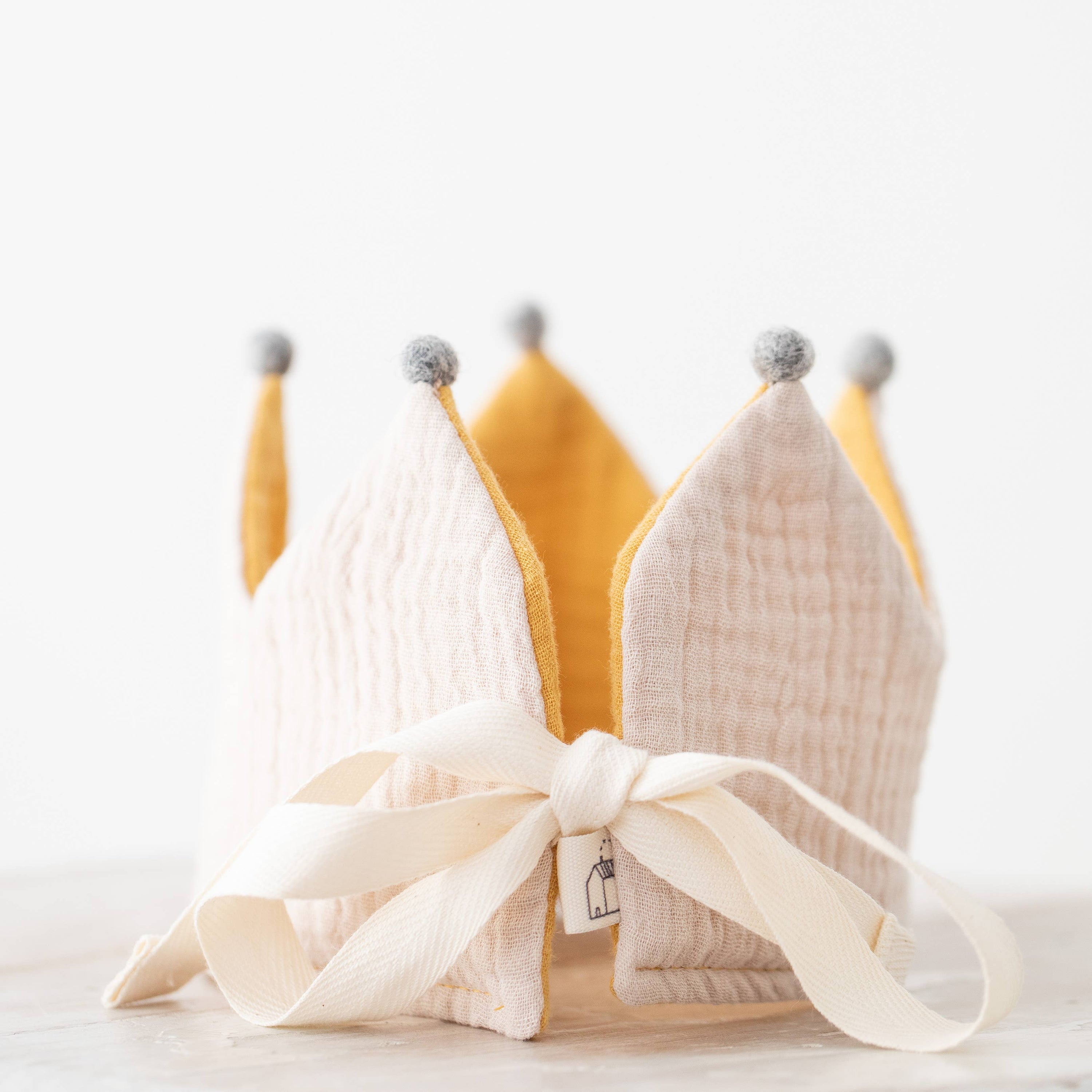 MONOCROM Muslin PomPom Crown (Sand-Mustard)