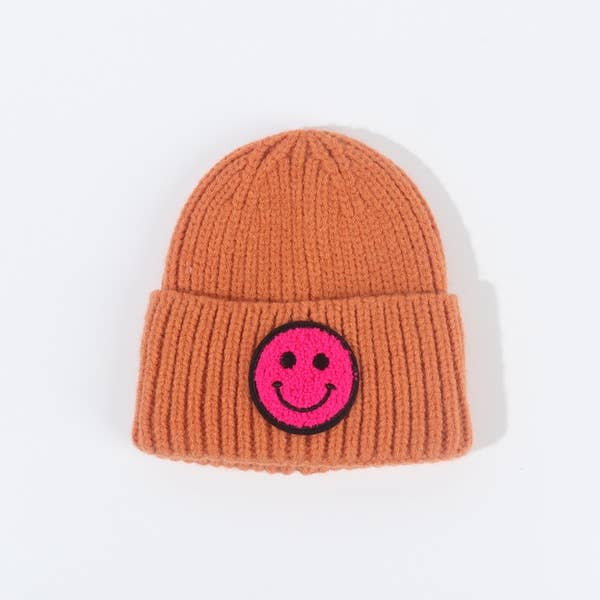 Happy Face  Kids Beanie - Orange