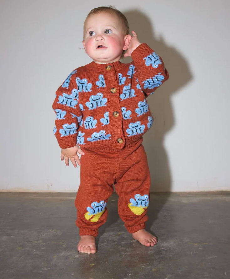 MILK TEETH Red Frogs Cotton Knit Baby Set