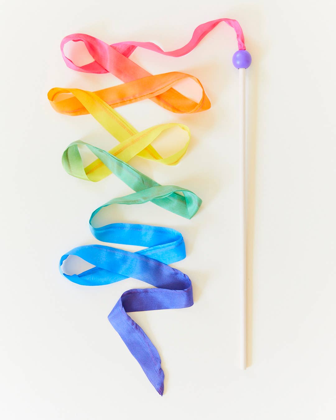 SARAH'S SILKS - Rainbow Silk & Wood Streamer Wand
