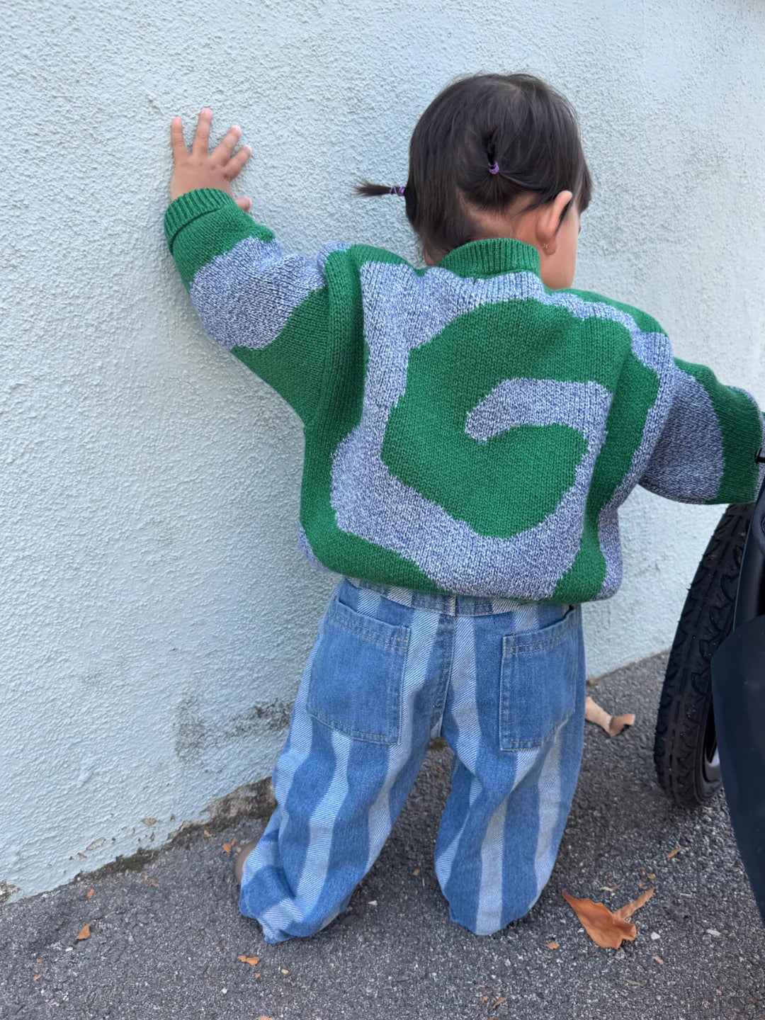 MILK TEETH Swirl Sweater in Green & Blue