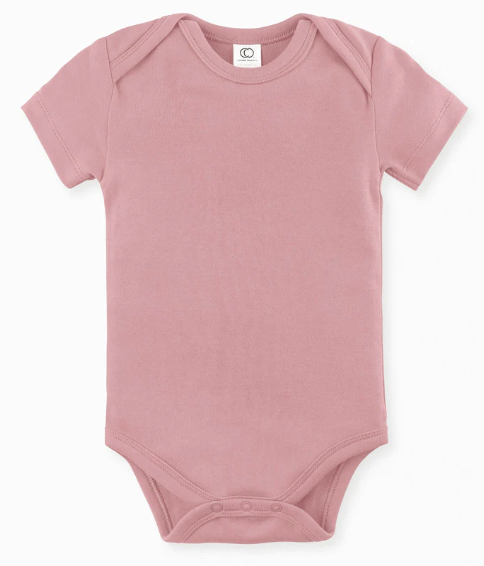 Organic Cotton Short Sleeve Bodysuit - Rose
