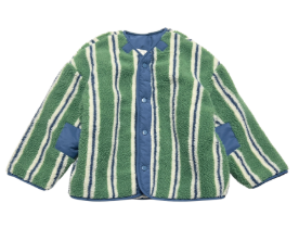 MILK TEETH Green Stripe Sherpa Jacket