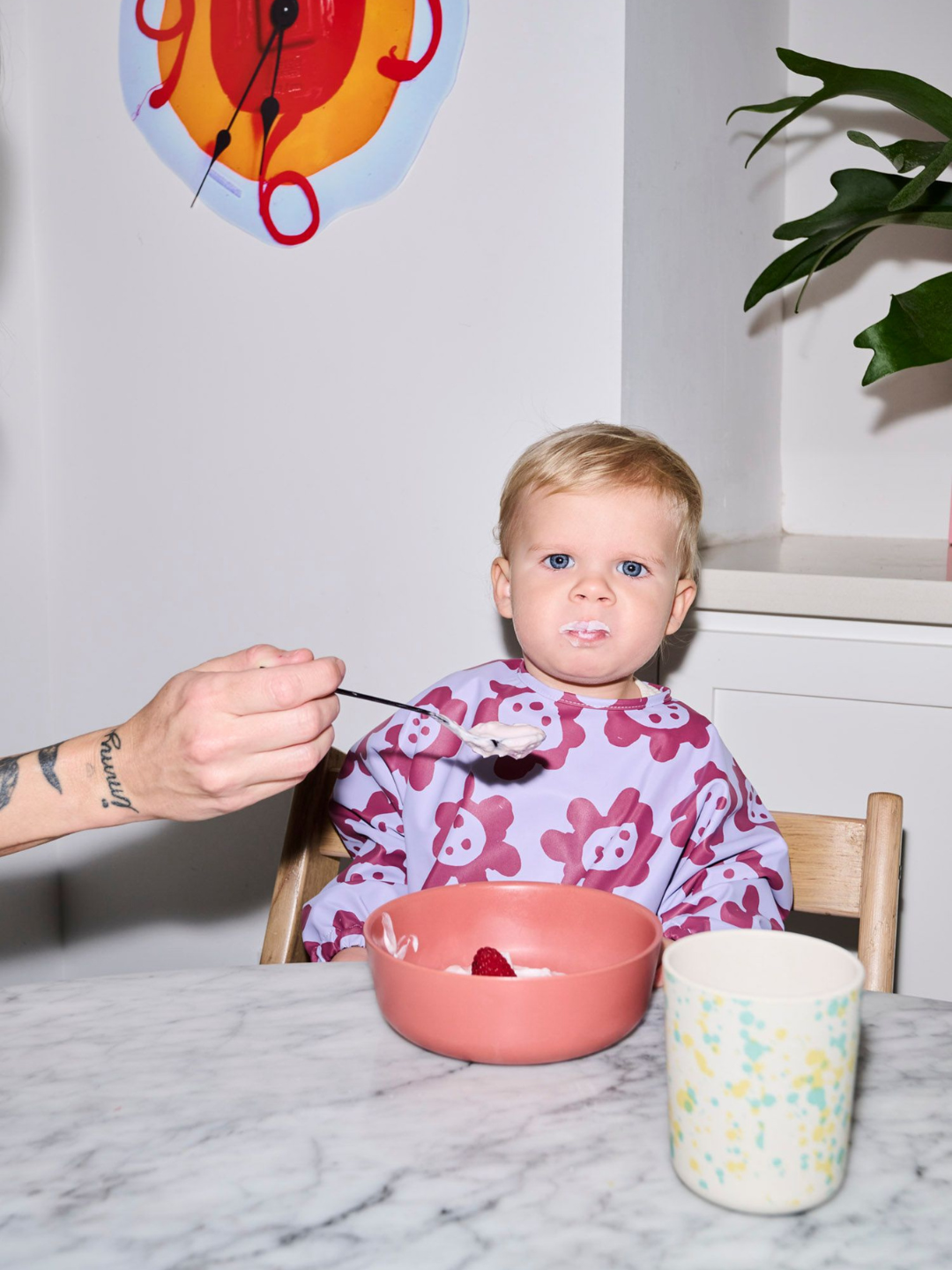 MILK TEETH  Violet Sunflowers Smock Bib