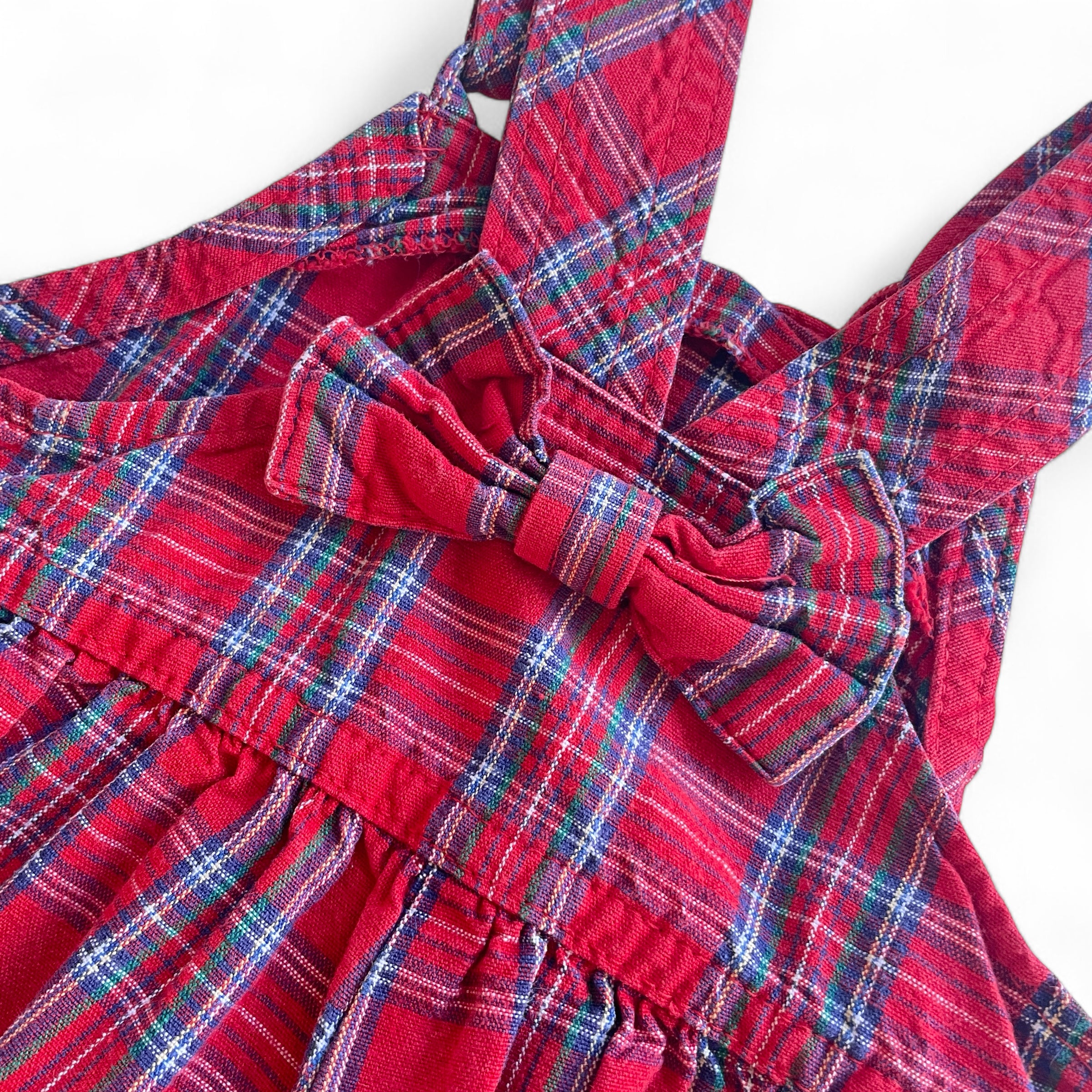 REPLAY VINTAGE - 18M - Osh Kosh Red Plaid Overalls with Bow