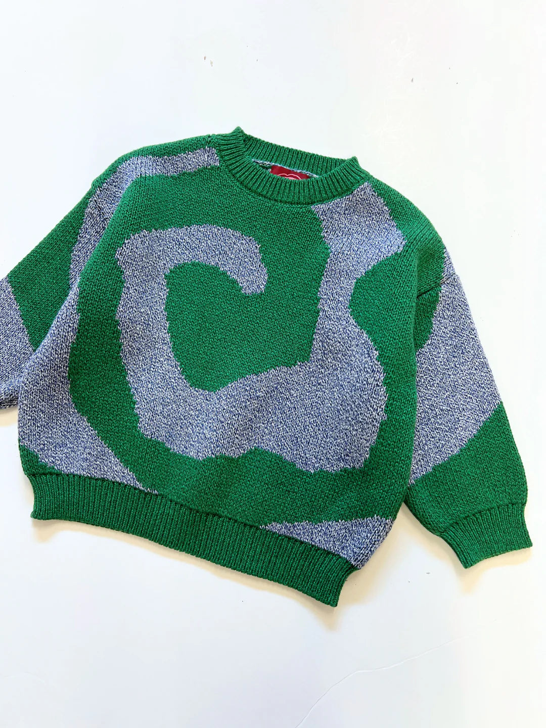 MILK TEETH Swirl Sweater in Green & Blue