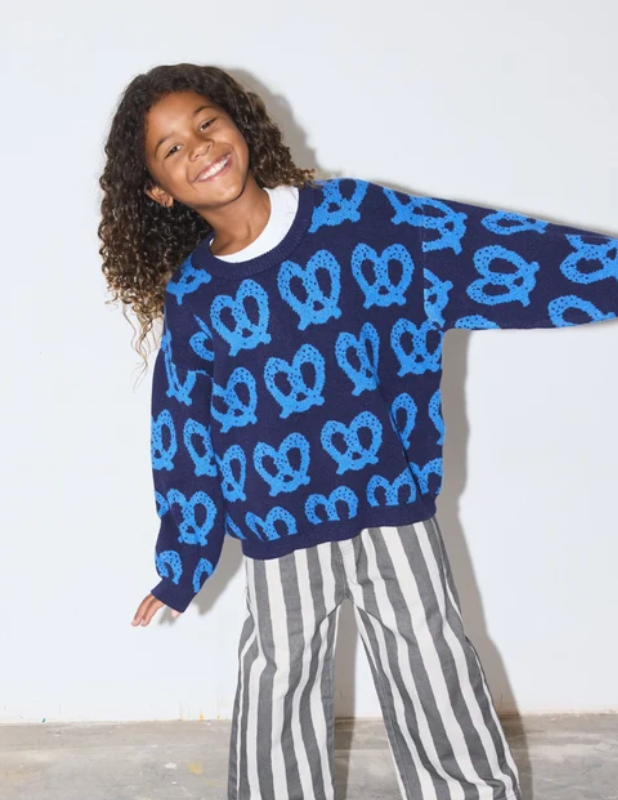 MILK TEETH Pretzel Sweater Blue