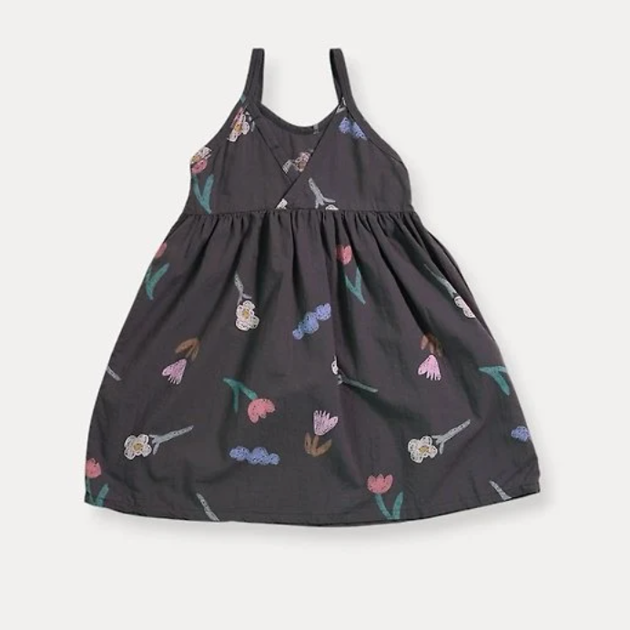 Crae Flower Strap Sundress in Charcoal