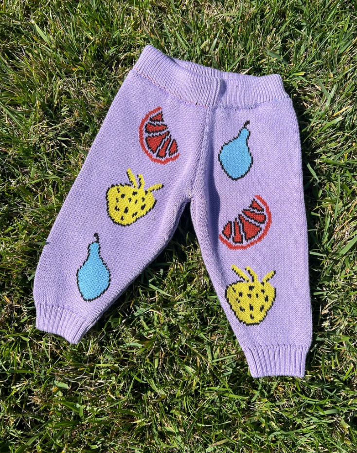 MILK TEETH Purple Fruit Cotton Knit Baby Set