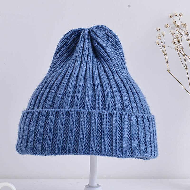 Baby Cotton Rib Beanie - Blue