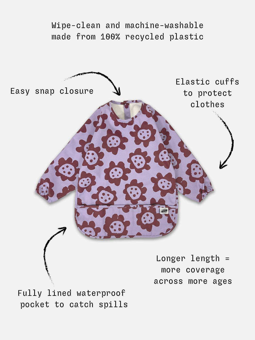 MILK TEETH  Violet Sunflowers Smock Bib