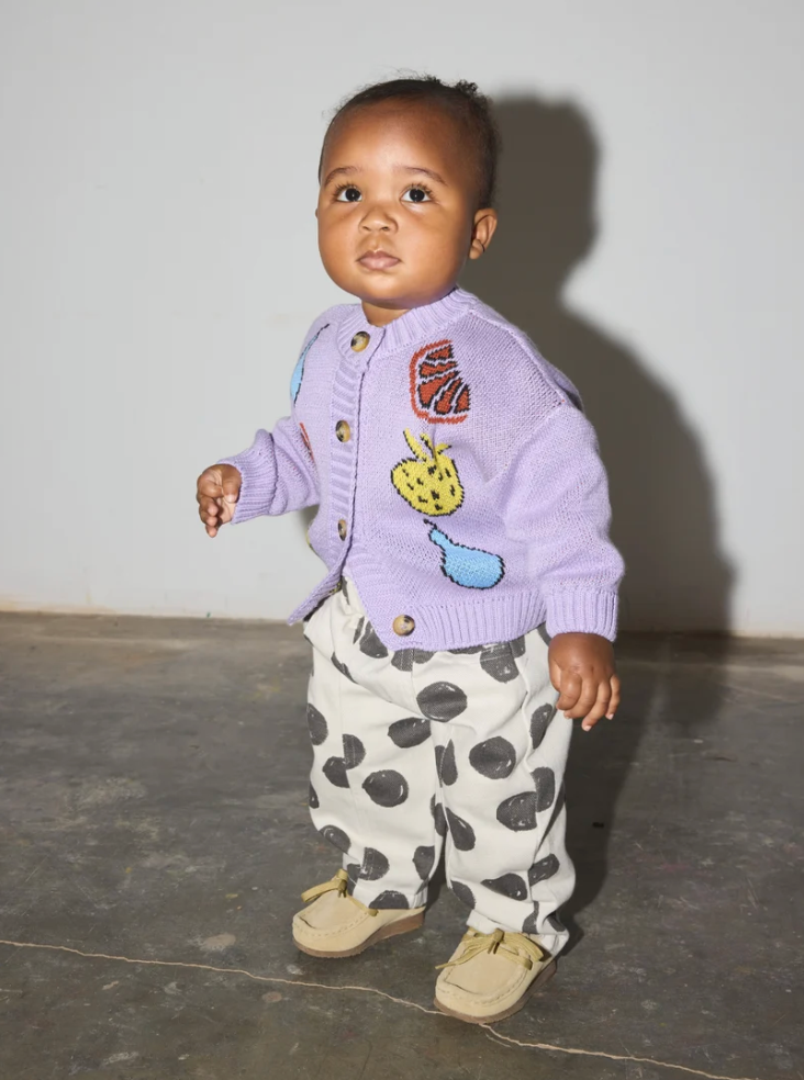 MILK TEETH Purple Fruit Cotton Knit Baby Set