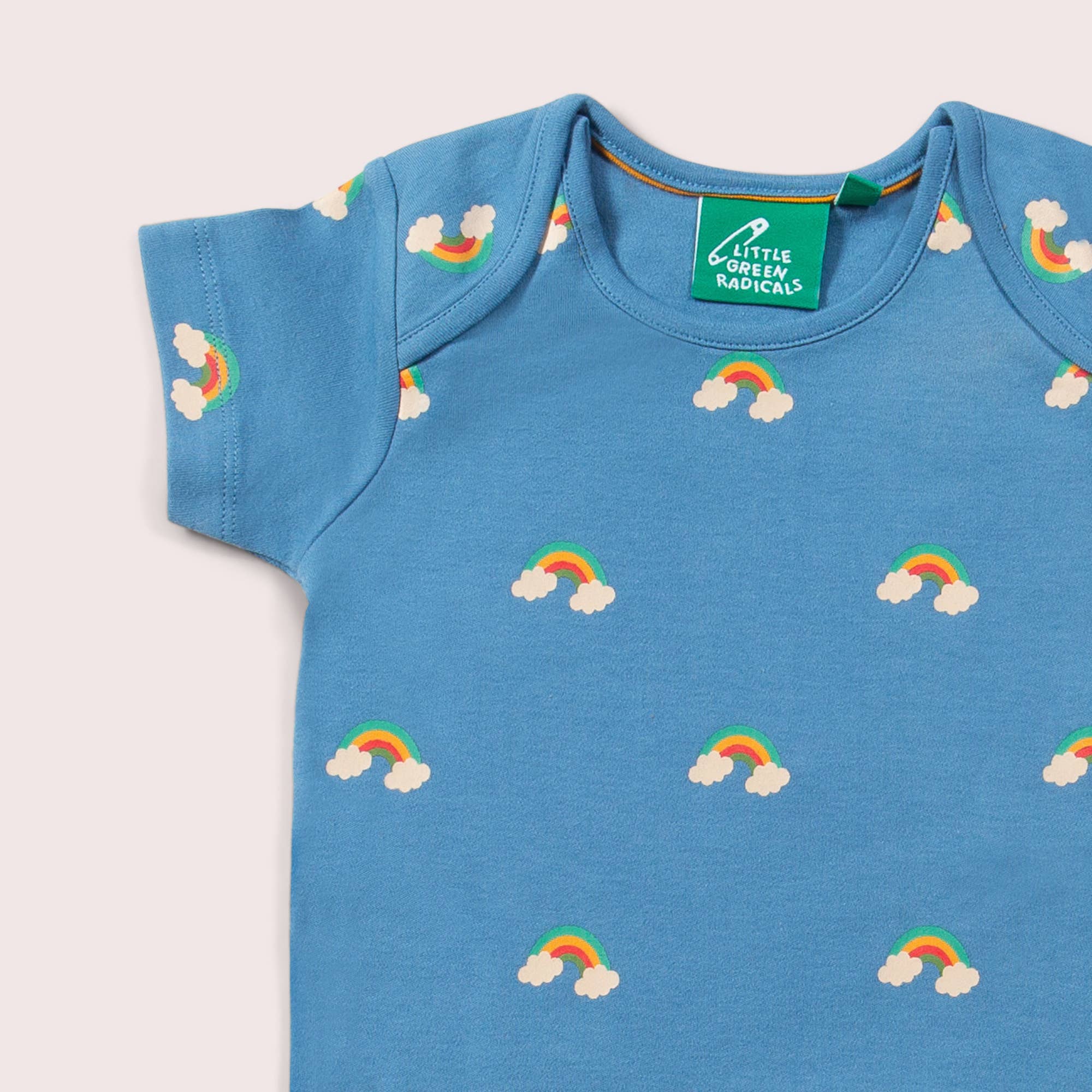 LITTLE GREEN RADICALS Blue Rainbows Organic Baby Bodysuit Set (2 Pack)