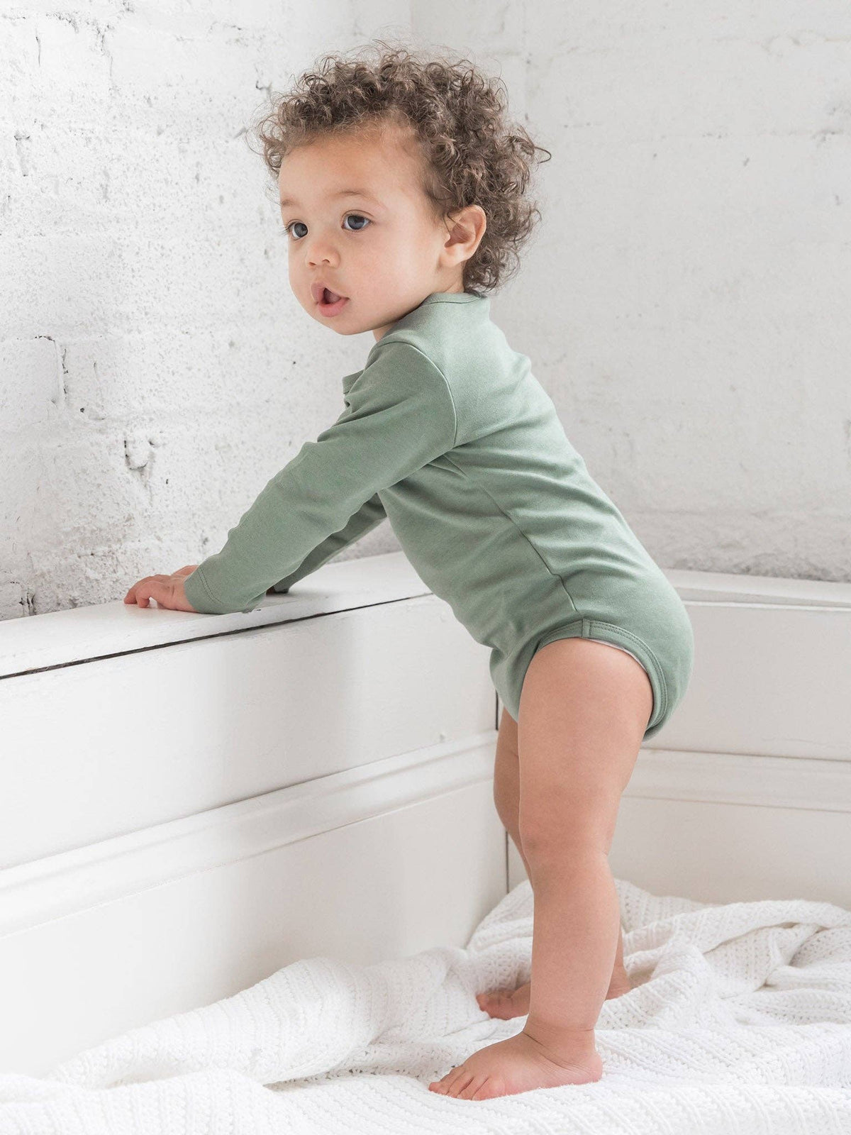 COLORED ORGANICS Classic Long Sleeve Bodysuit - Thyme