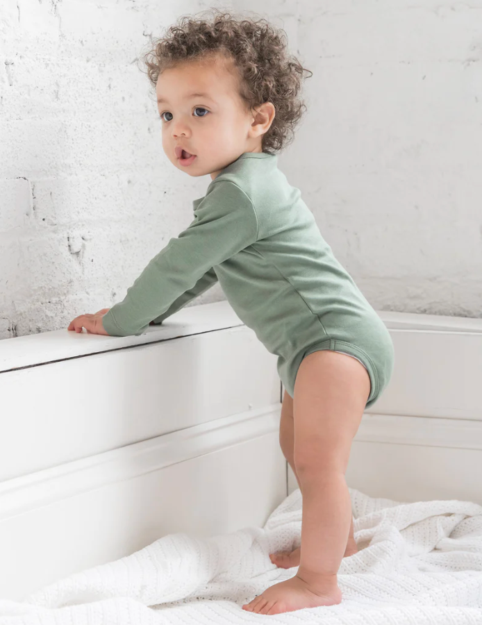 Organic Cotton Long Sleeve Bodysuit - Thyme