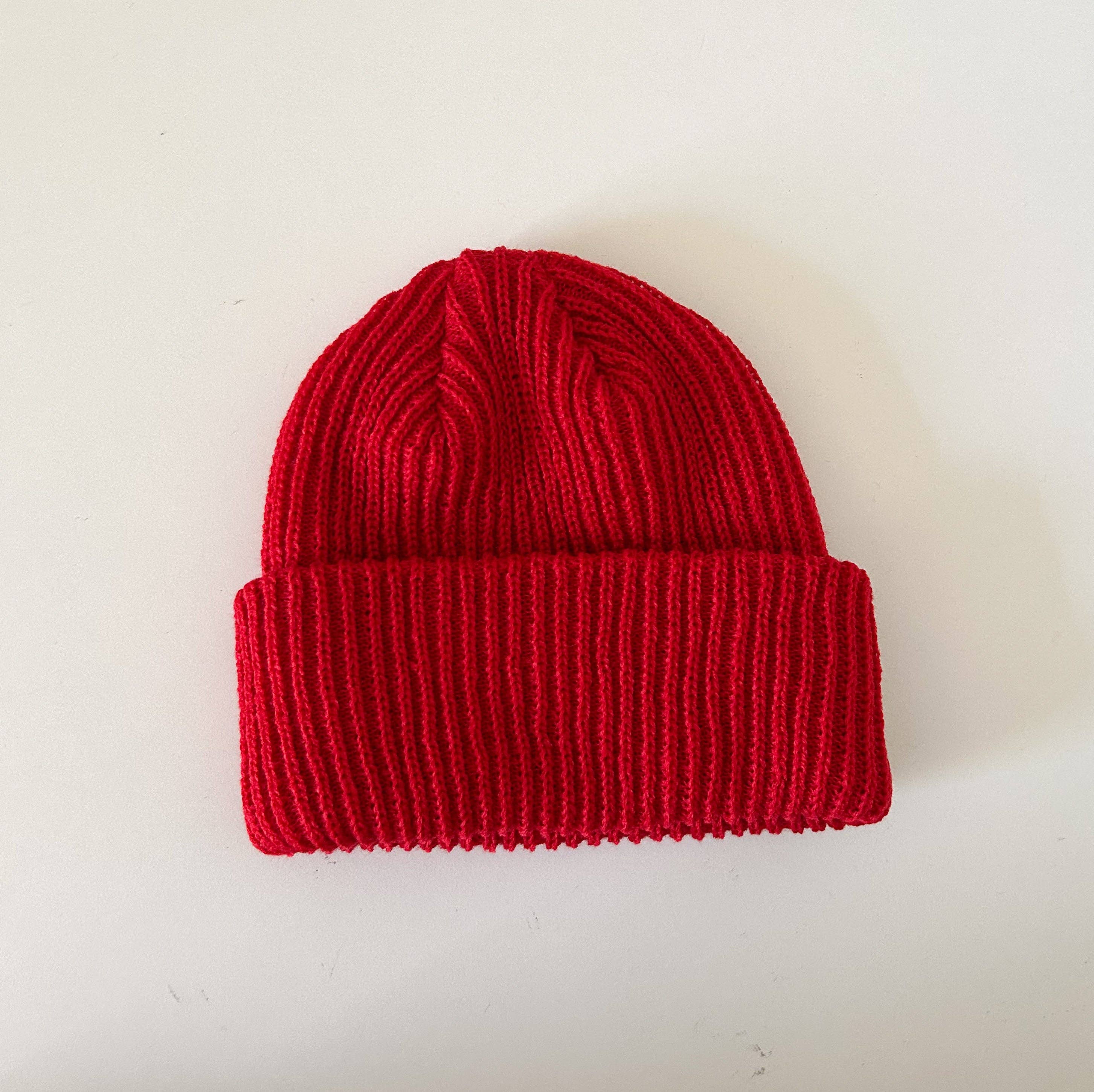 At Noon Ribbed Knit Beanie -- Red