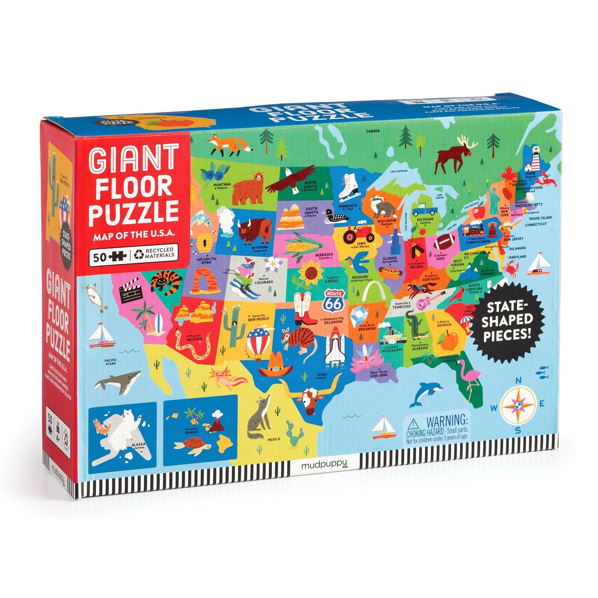 Map of the U.S.A. 50 Piece Giant Floor Puzzle