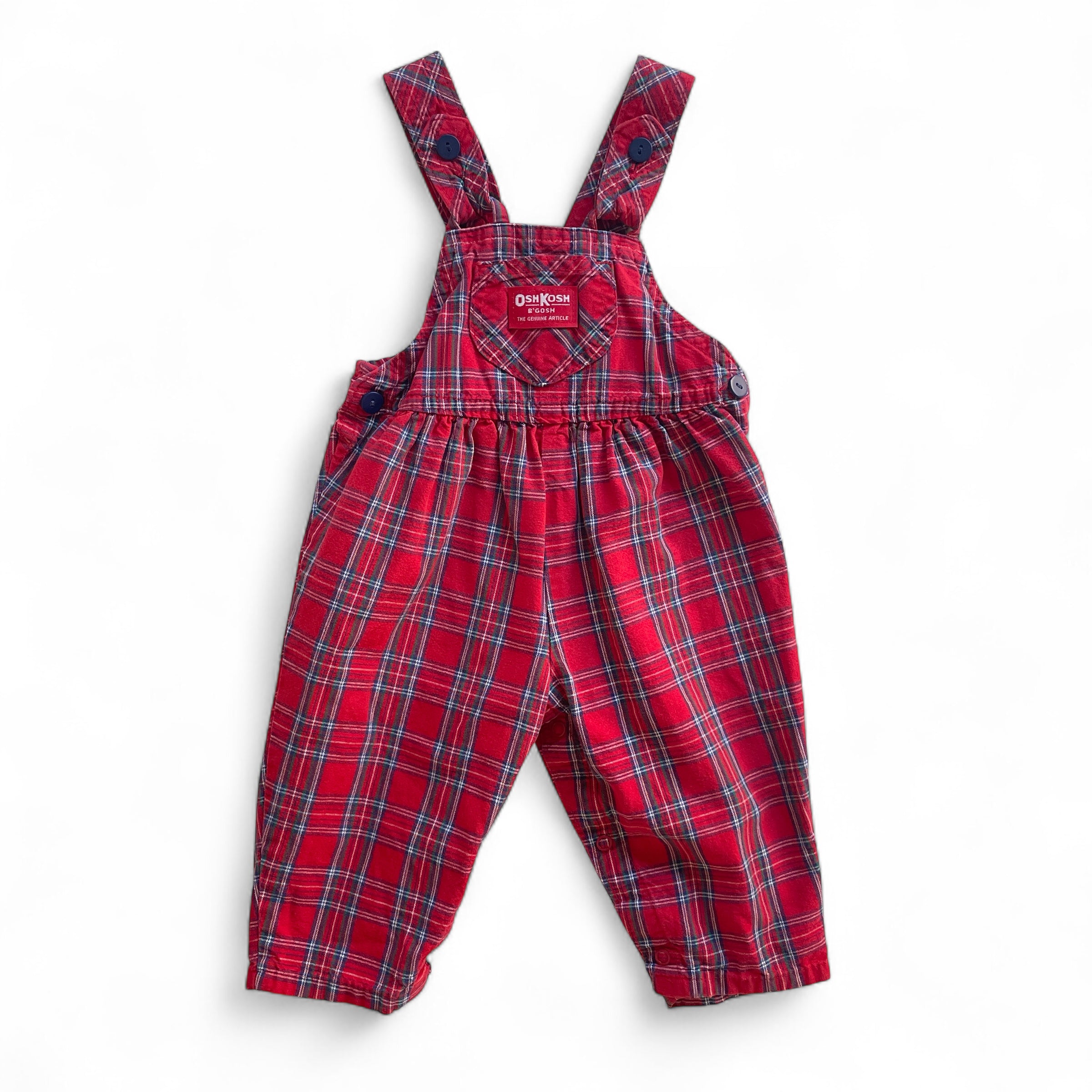 REPLAY VINTAGE - 18M - Osh Kosh Red Plaid Overalls with Bow