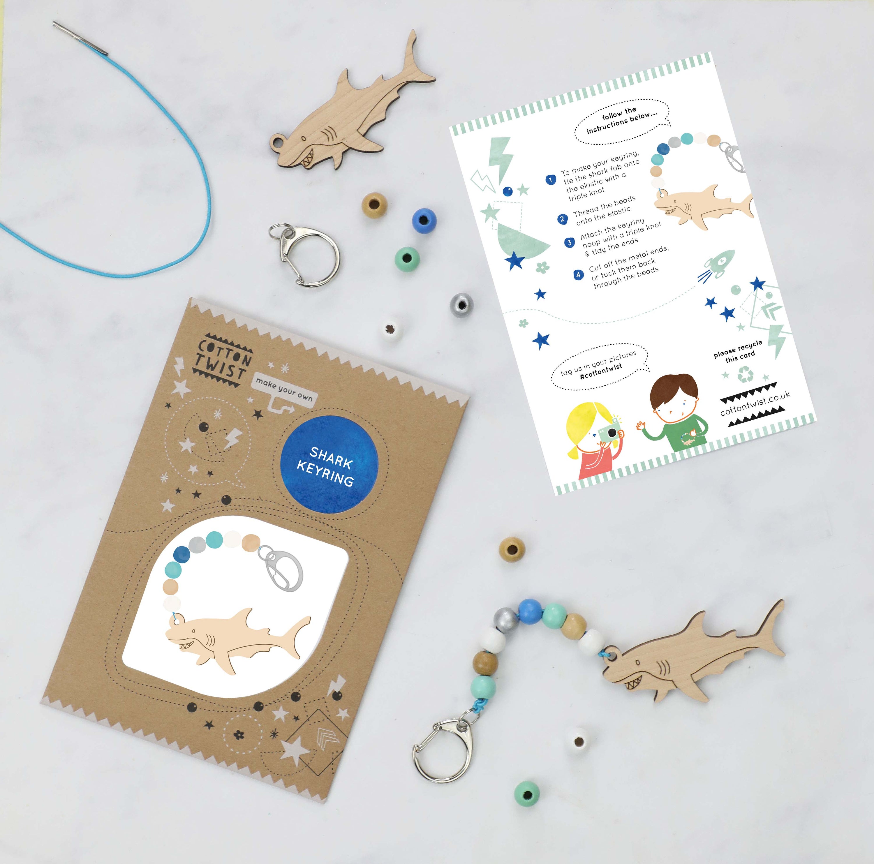 COTTON TWIST - Make Your Own Shark Keyring Kit