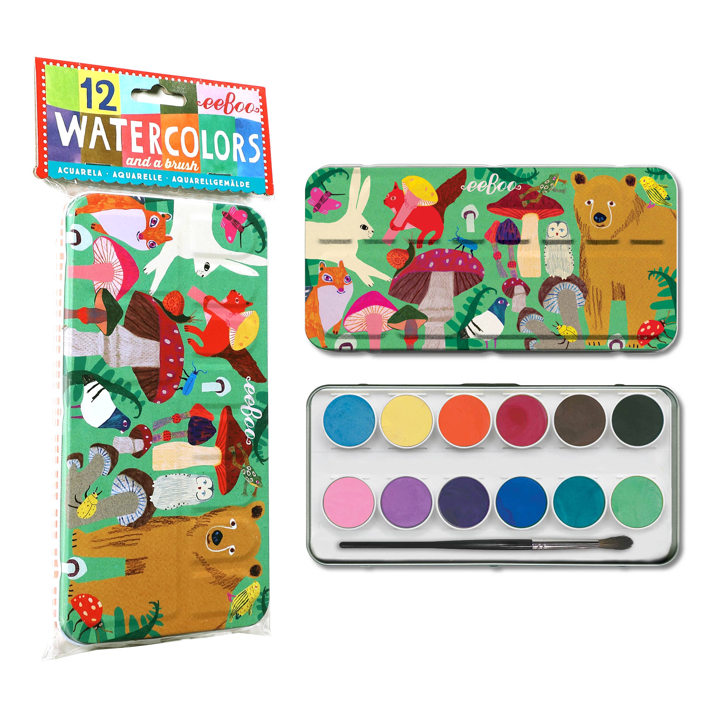 Woodland Mushroom Watercolor Paint Tin