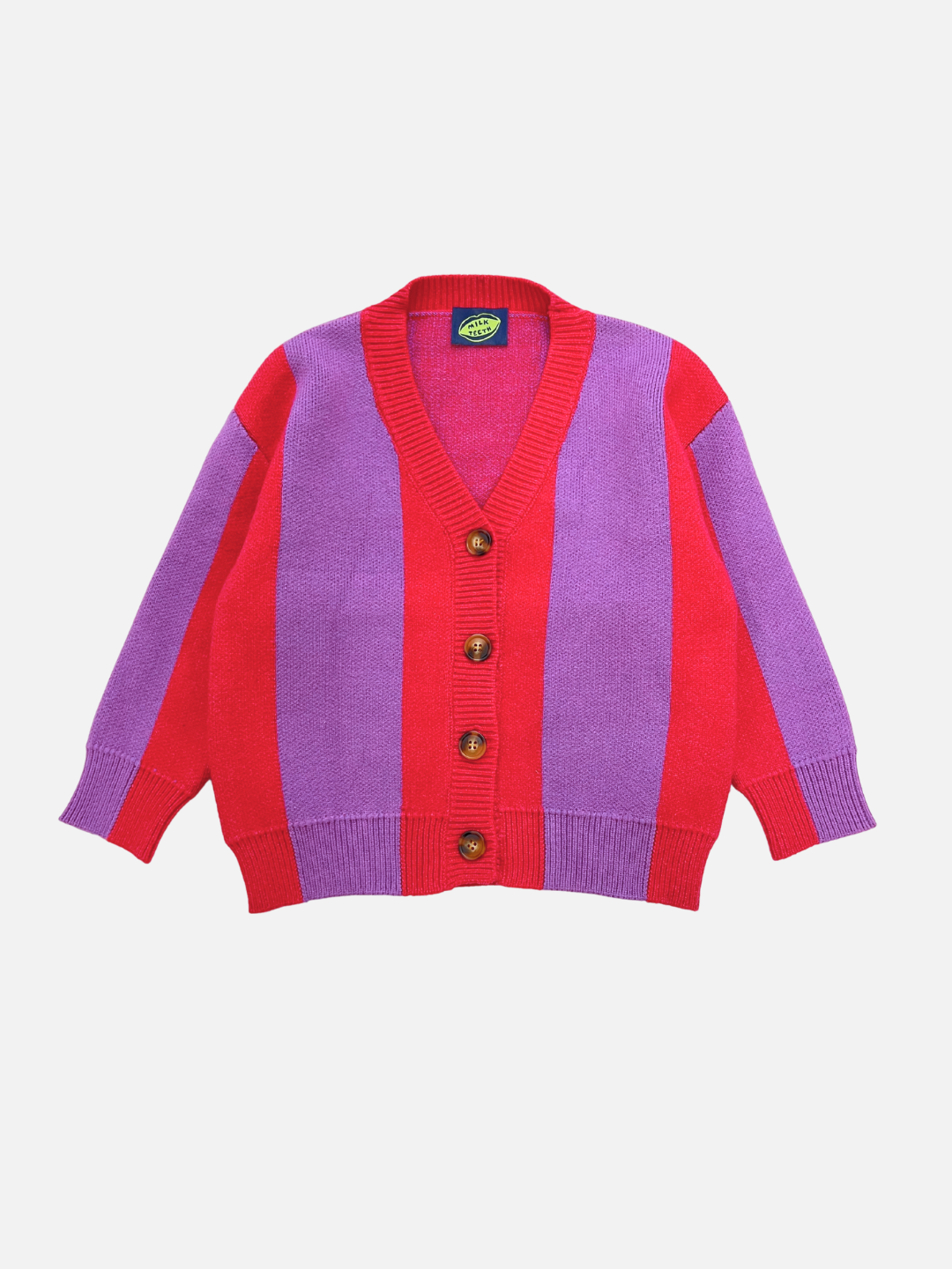 MILK TEETH Stripe Cardigan Red