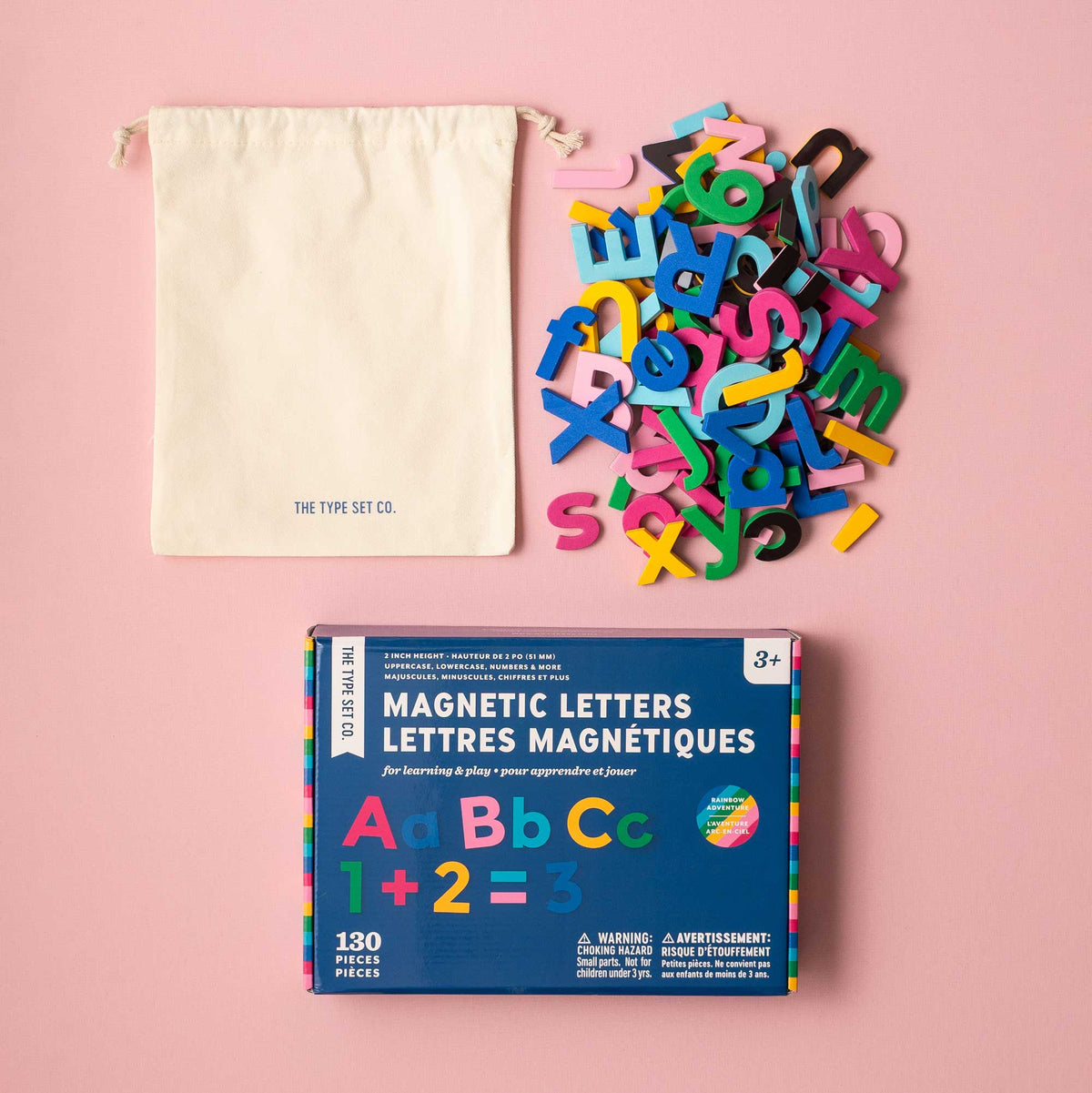 THE TYPE SET CO  2" Rainbow Magnetic Letters & Numbers (130pc)