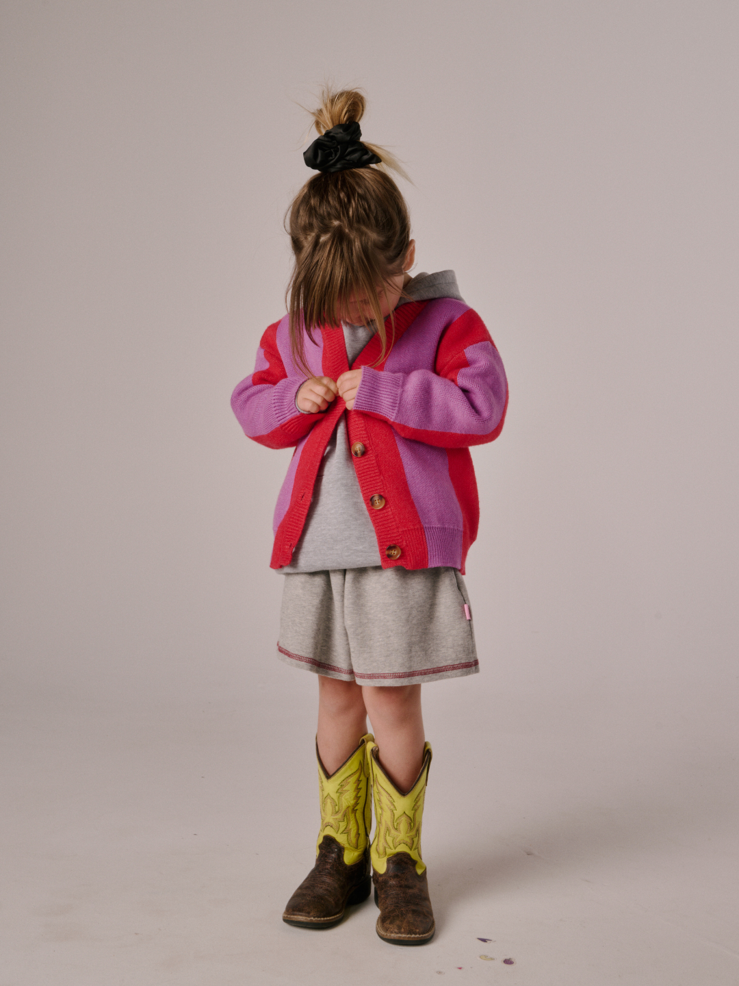 MILK TEETH Stripe Cardigan Red