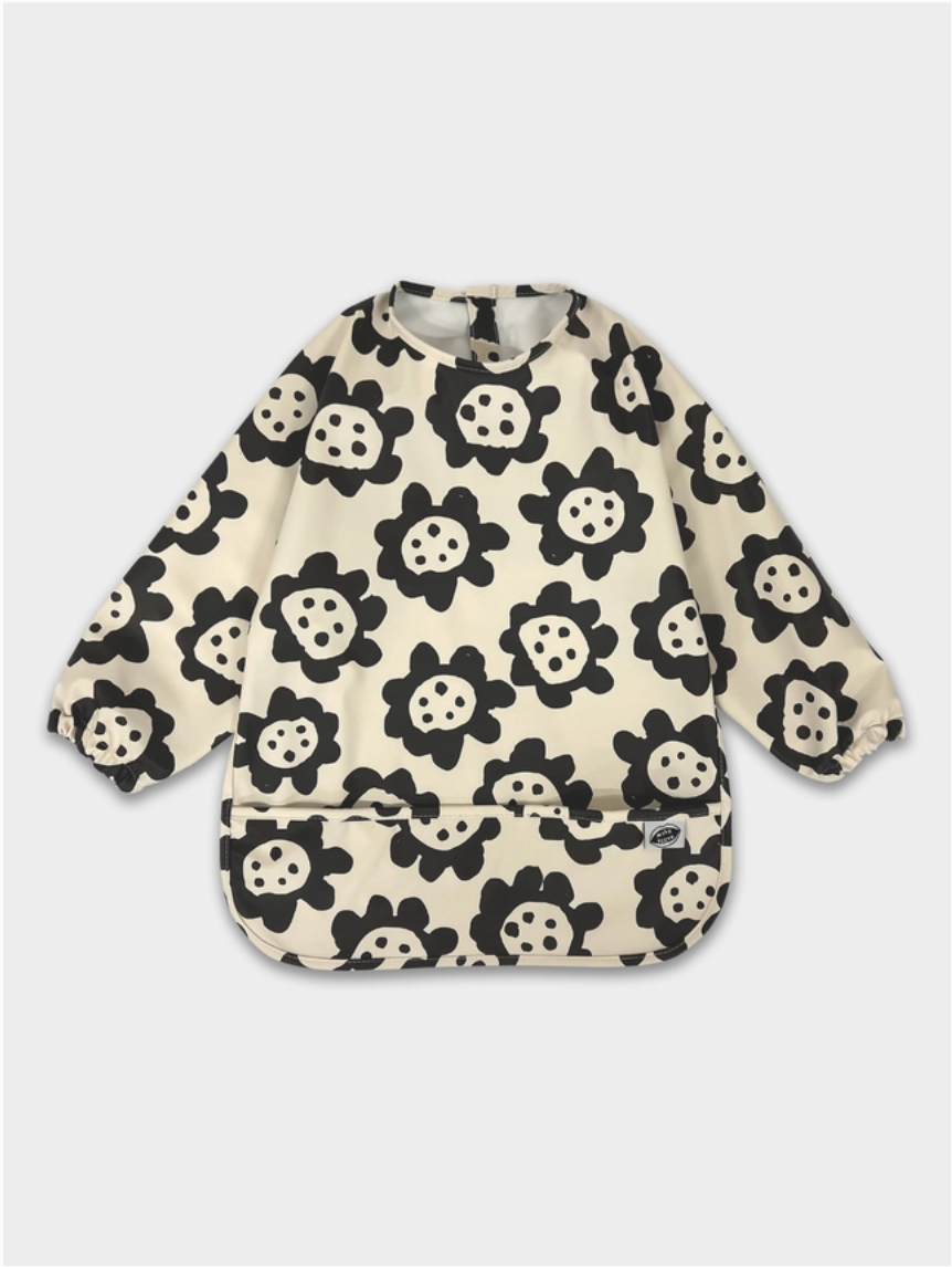 MILK TEETH Smock Bib Black Sunflowers