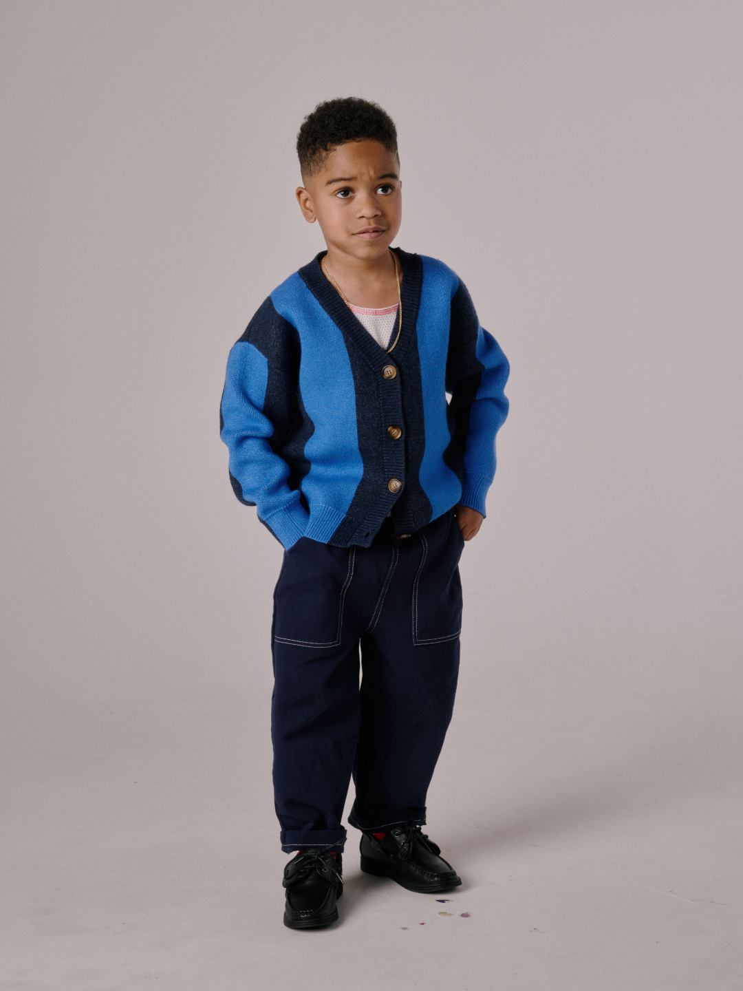 MILK TEETH Stripe Cardigan Blue