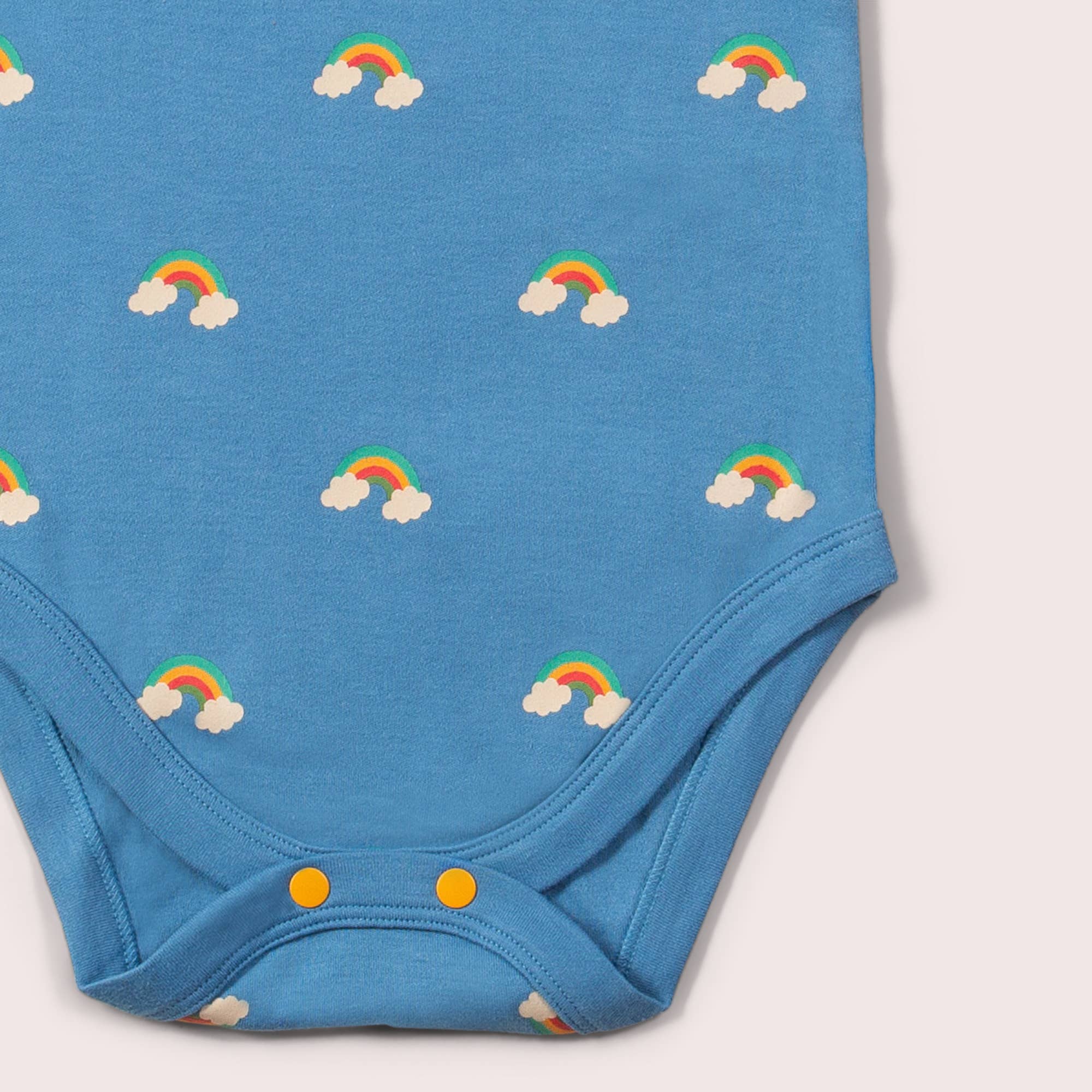 LITTLE GREEN RADICALS Blue Rainbows Organic Baby Bodysuit Set (2 Pack)