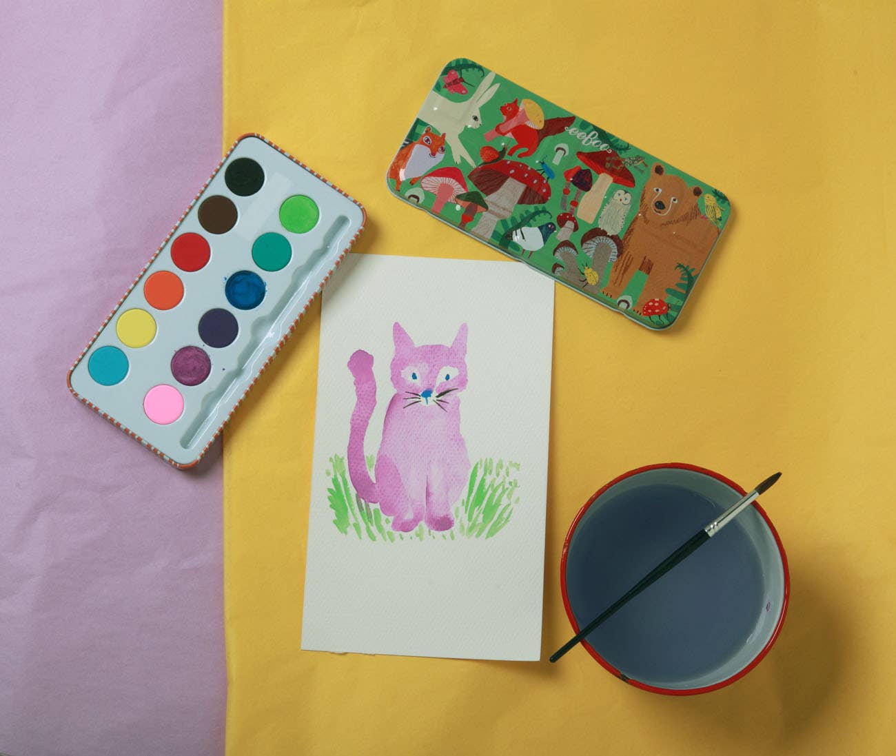 Woodland Mushroom Watercolor Paint Tin
