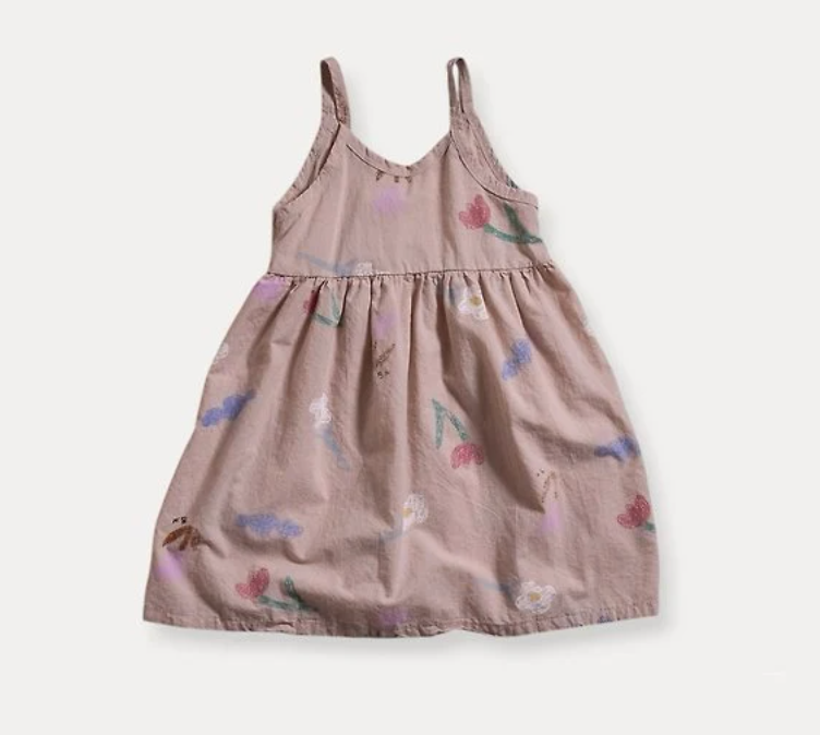 Crae Flower Strap Sundress in Beige