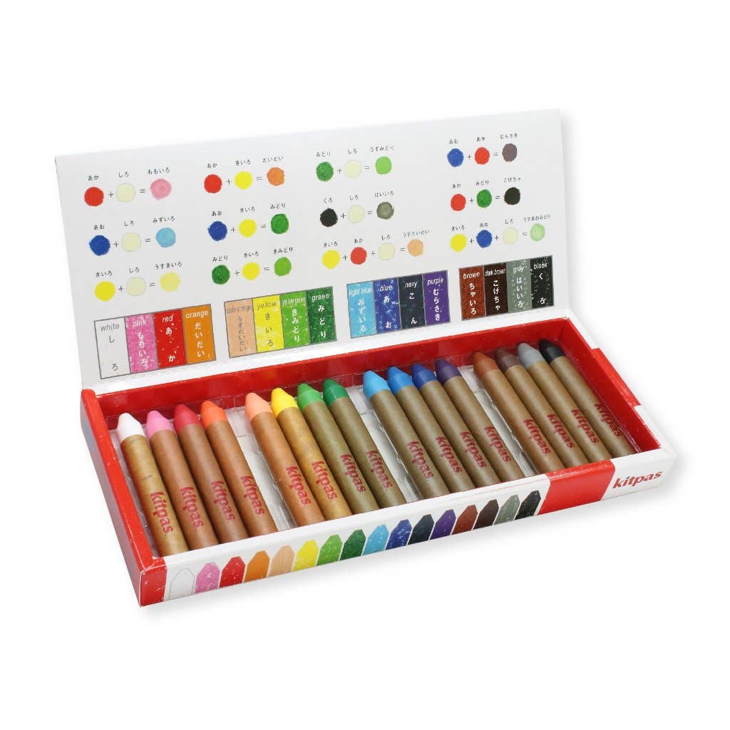 JAPANESE WAX CRAYONS by Kitpas - Medium 16 Color Set