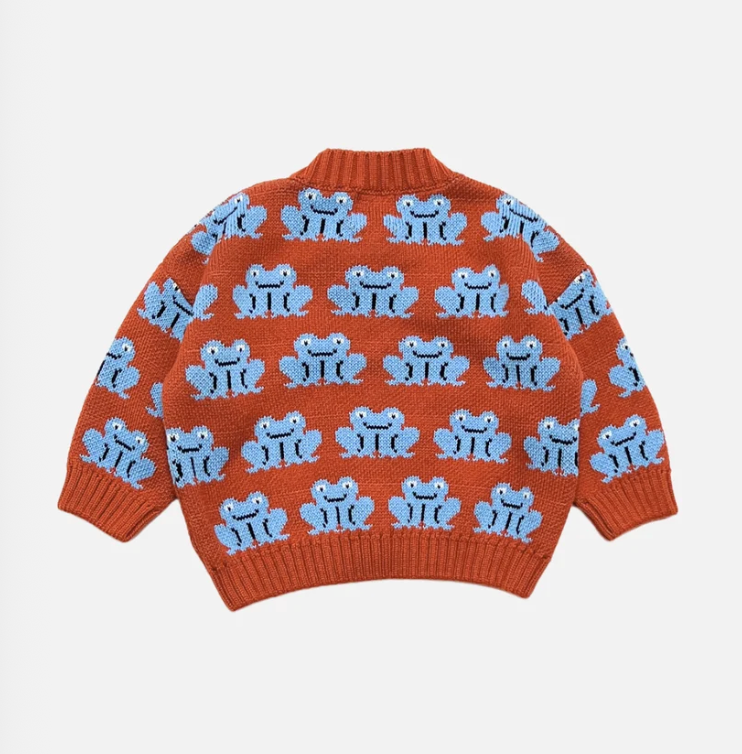 MILK TEETH Red Frogs Cotton Knit Baby Set