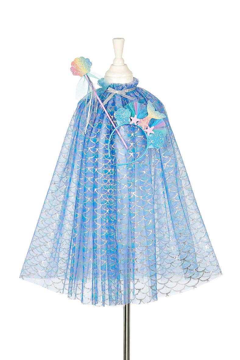 Marlya Mermaid Costume Cape Set (cape,tiara,wand sz 5-7 yrs)