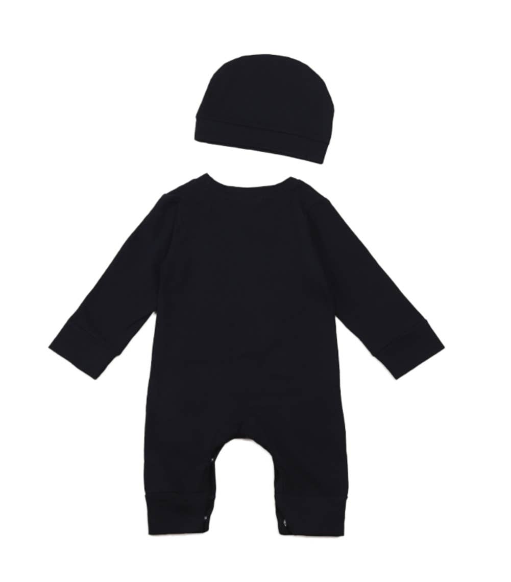 Black White Skeleton Cotton Halloween Baby Romper & Hat