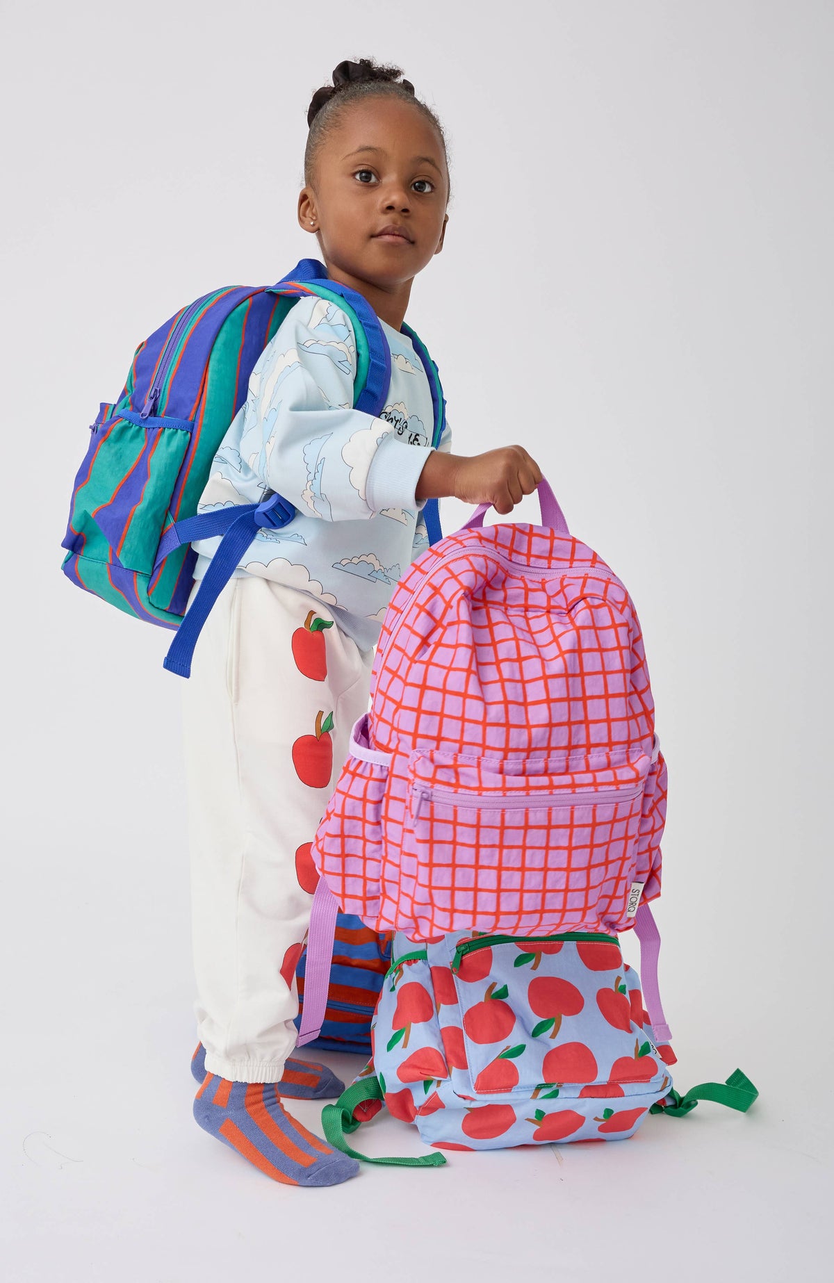 STORQ Cool Kid Backpack - Navy & Green Stripe