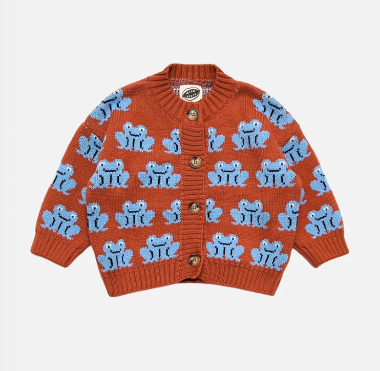 MILK TEETH Red Frogs Cotton Knit Baby Set