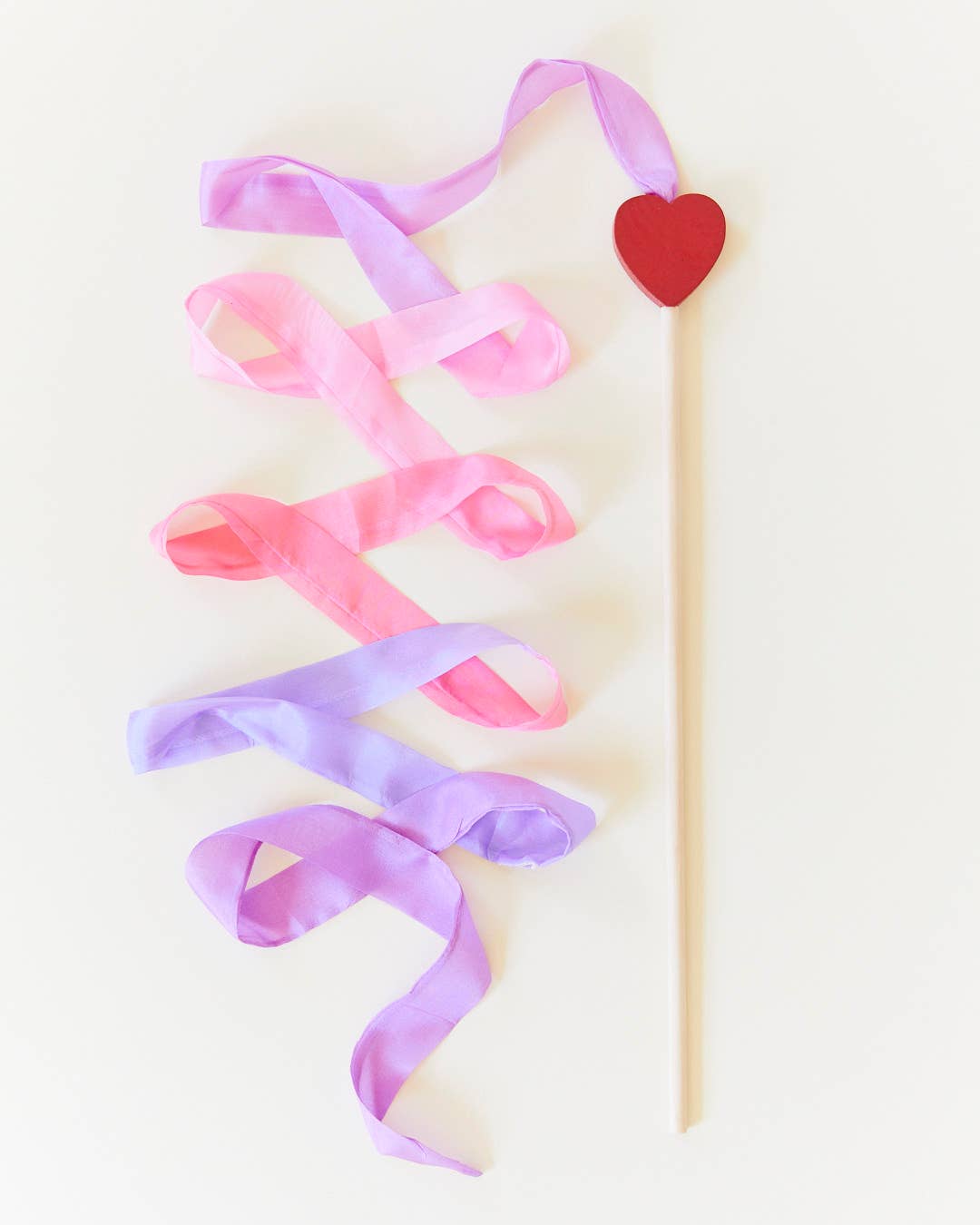 SARAH'S SILKS - Pink & Purple Silk & Wood Streamer