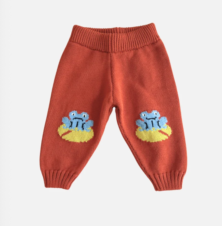 MILK TEETH Red Frogs Cotton Knit Baby Set