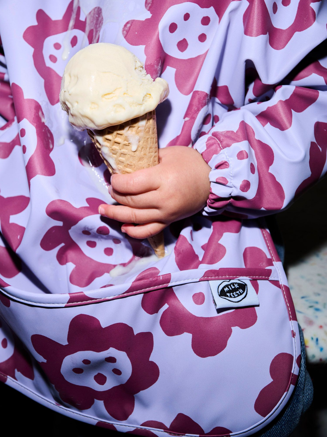 MILK TEETH  Violet Sunflowers Smock Bib